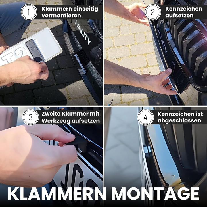 IVALITY Magnetischer Kennzeichen-Halter - Rahmenlose Nummernschild-Halterung für 1X Alu-Kennzeichen