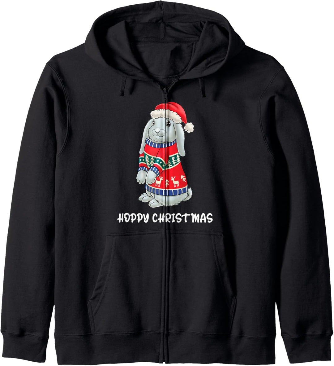 Hoppy Christmas Bunny Weihnachtspullover Hase Kapuzenjacke