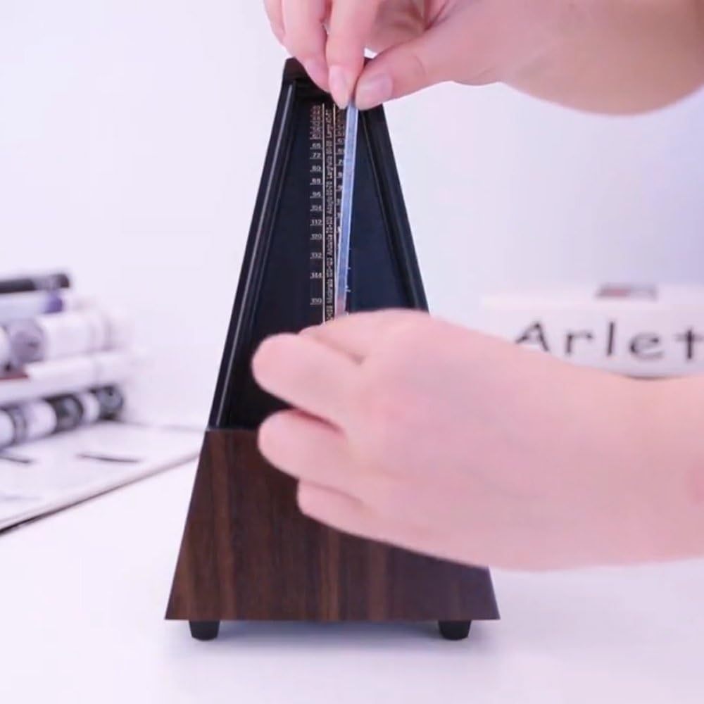 TAMUME Schwarz Kunststoff Metronom Mechanisch mit Kunststoff Gehäuse - Schwarz Holz Textur