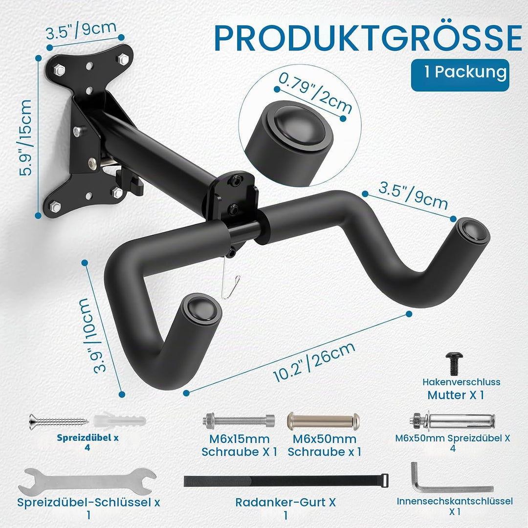 Housolution Fahrrad-Wandhalterung - EVA-Schaumstoff gepolstert, aus Carbonstahl, robust &amp; verstellba