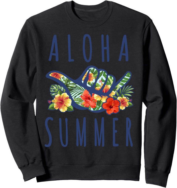 Trendy Aloha Summer Floral Hand Gesture Sweatshirt