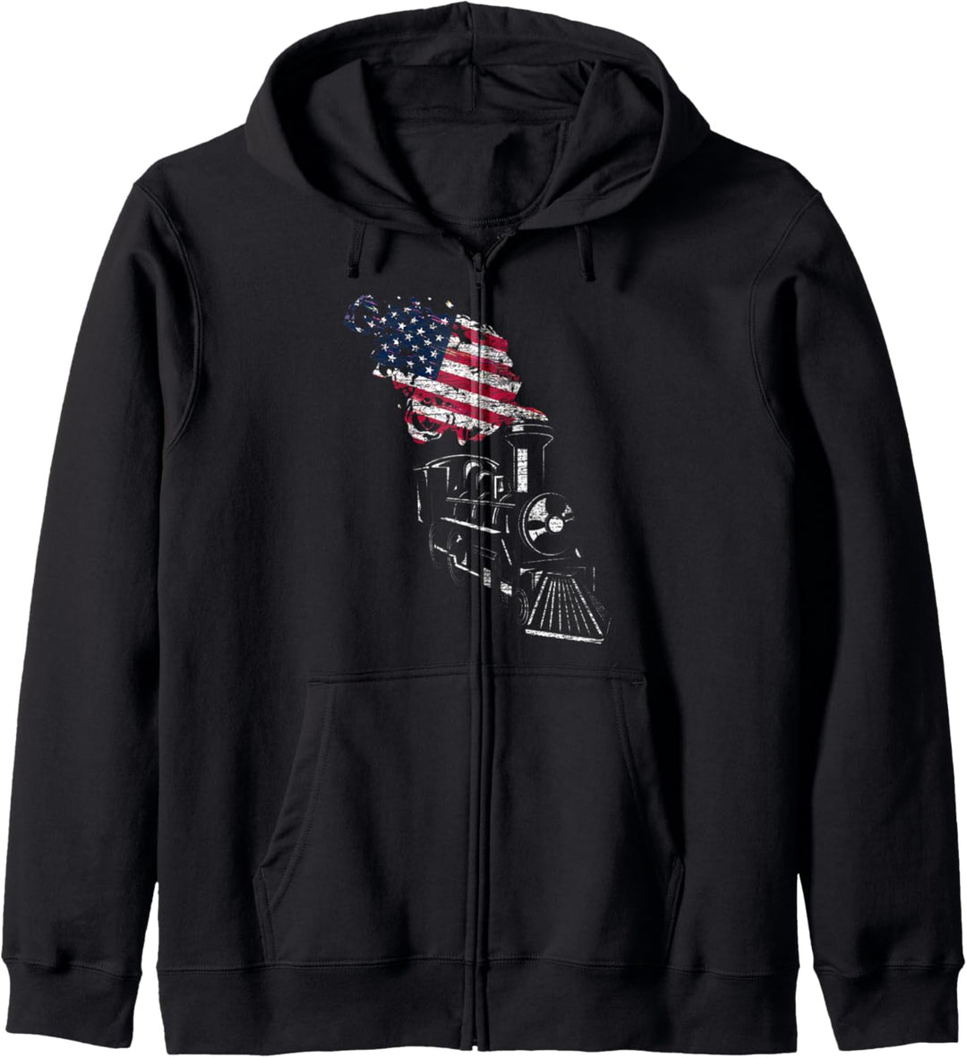 Amerika Flagge Eisenbahn Dampflok Modelleisenbahn Kapuzenjacke