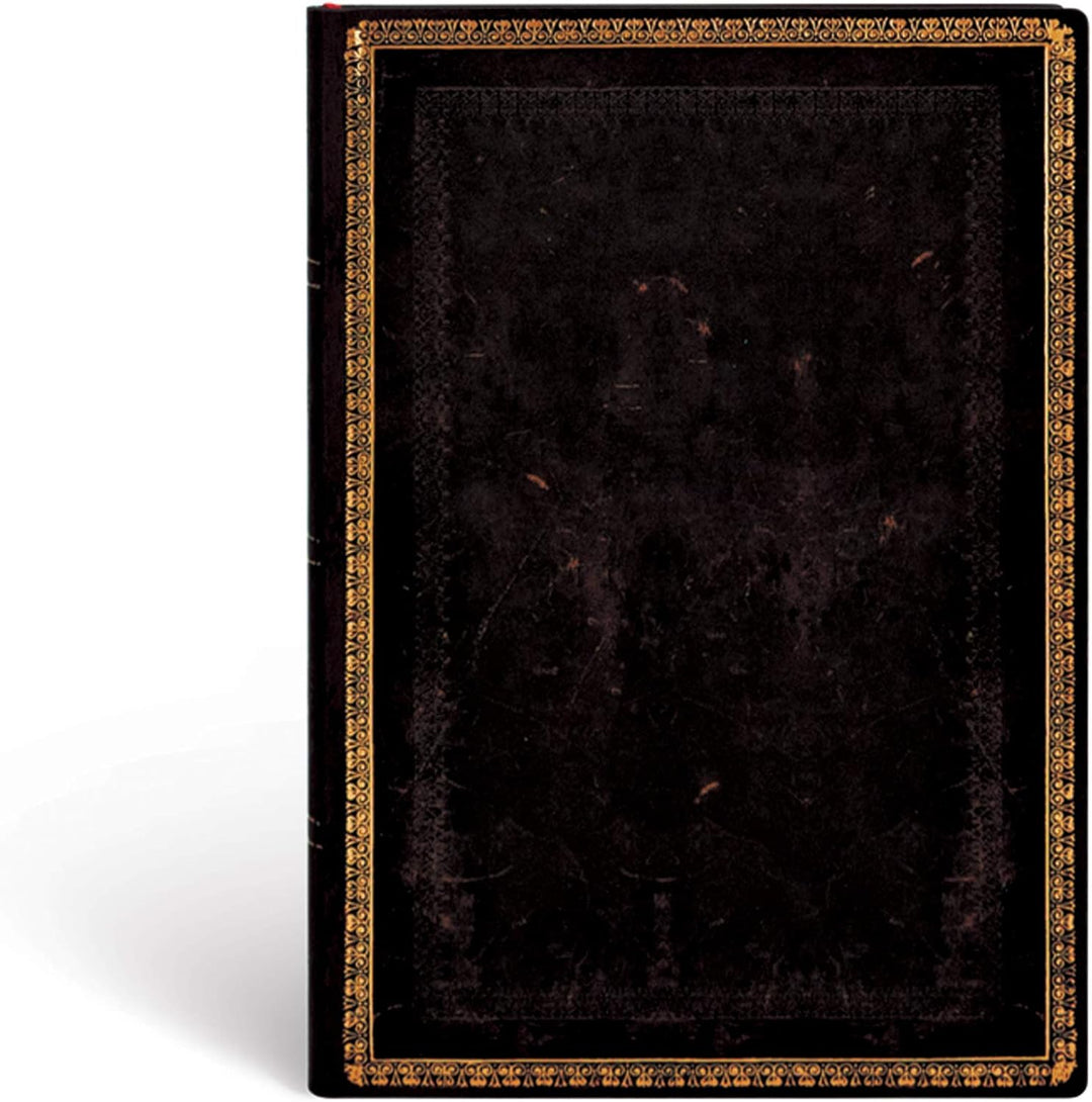 Paperblanks - Faux Leder schwarzes Marokkoleder - Notizbuch Midi Flexi Liniert - 176 Seiten, Midi (1