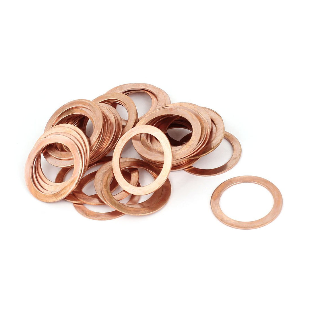 sourcing map 50 Stk flach Unterlegscheibe metrisch Form Kupfer 22 x 30 mm x 1 mm