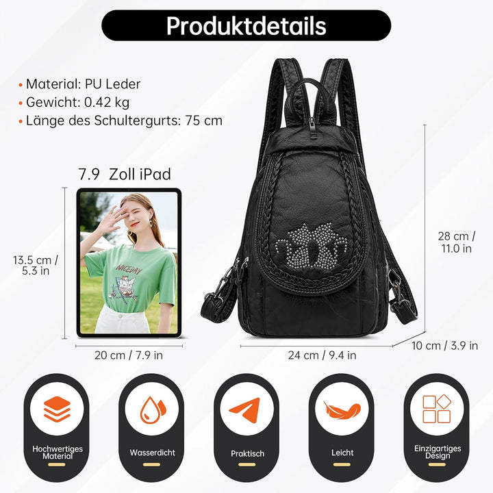 DIRRONA Rucksack Damen Beiläufig Kleine Brusttasche für Damen Multifunktionale Reise Wasserdicht Sch