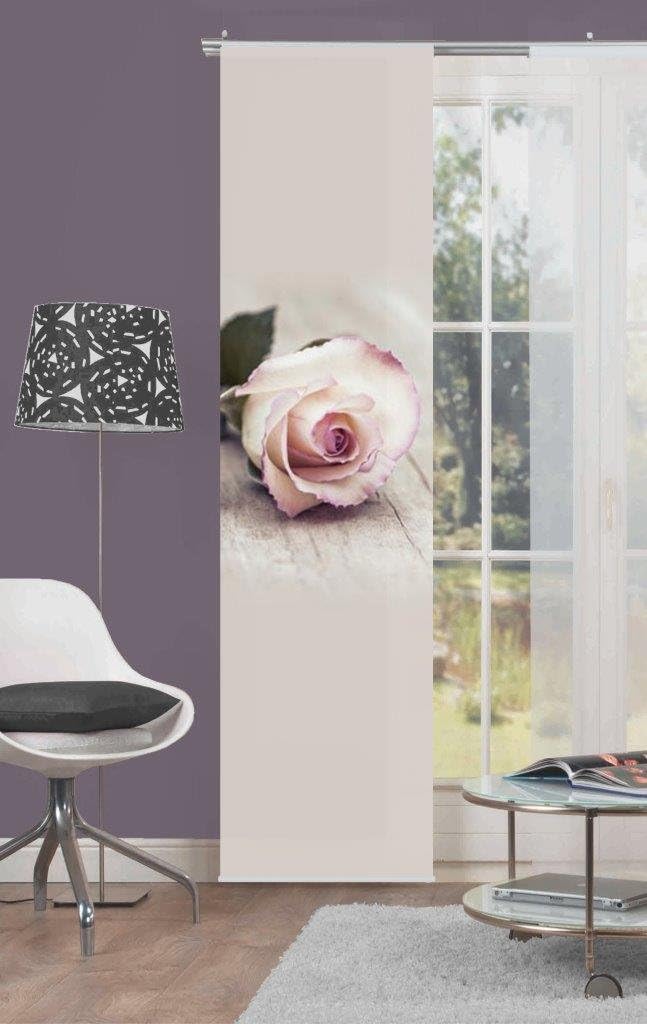 Home Fashion Rosy Schiebevorhang Digitaldruck, Stoff, rosa, 245 x 60 cm