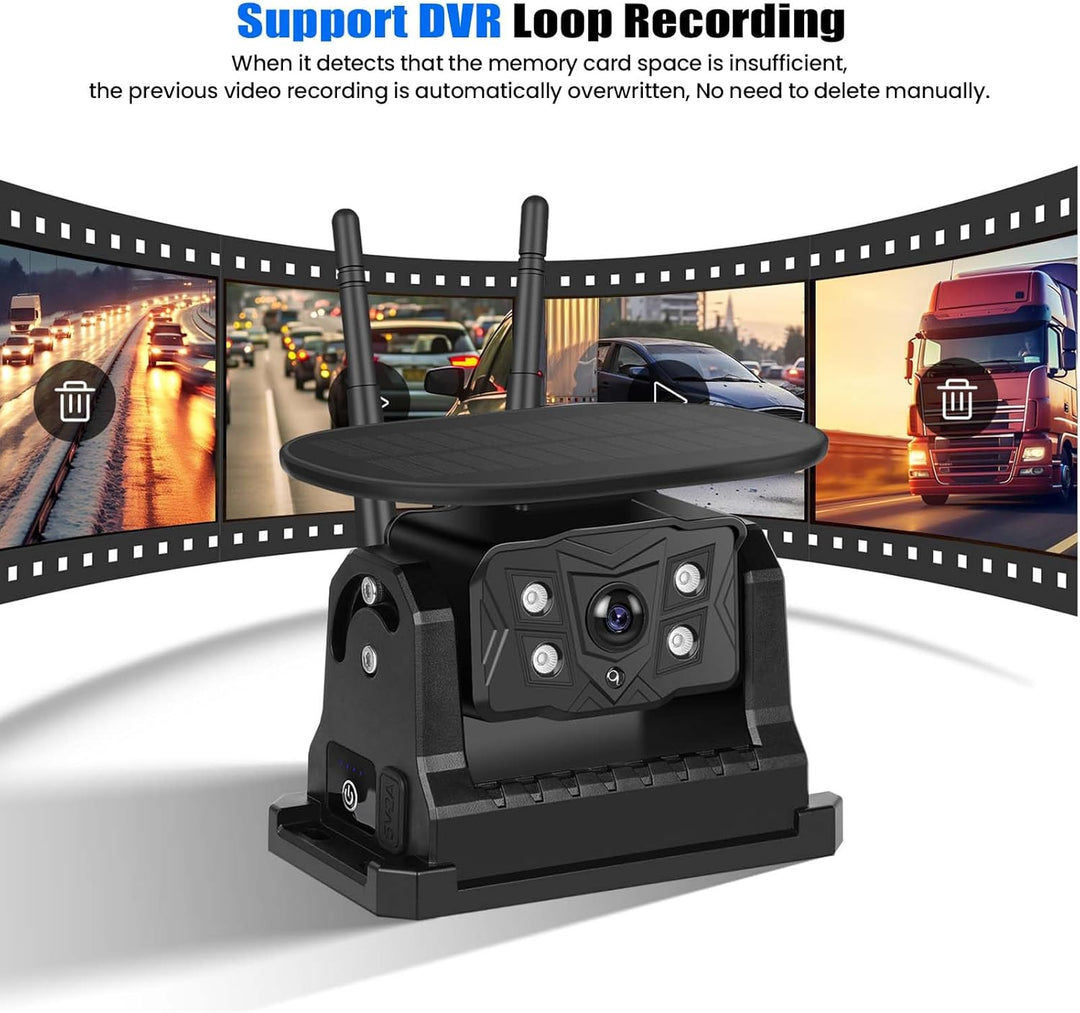 CAMECHO [Solar] Rückfahrkamera Kabellos mit 10.1 Zoll Monitor Touchscreen, 10000 mAh Magnetische 720