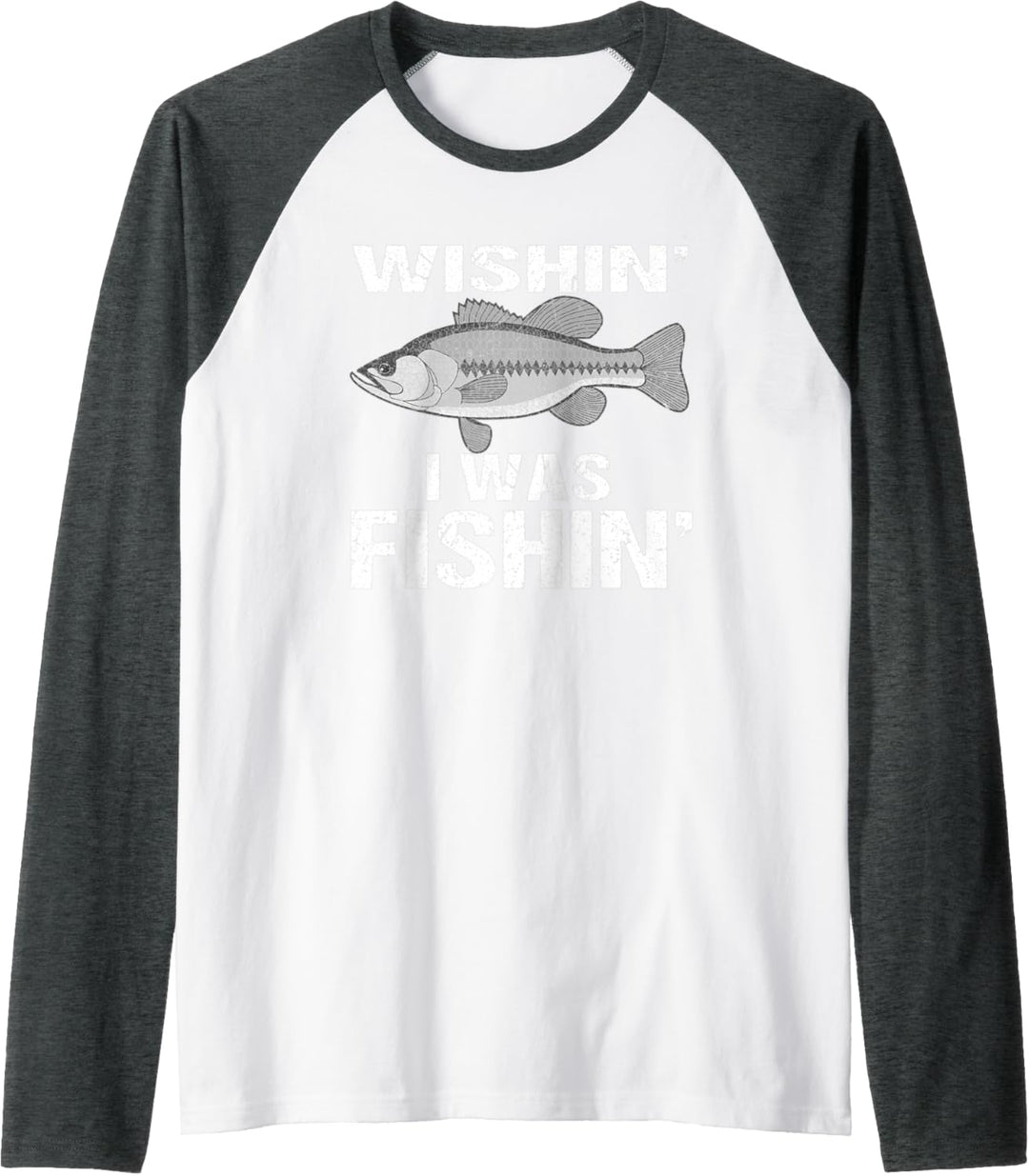 Wishing I Was Fishin Funny Fishing Raglan