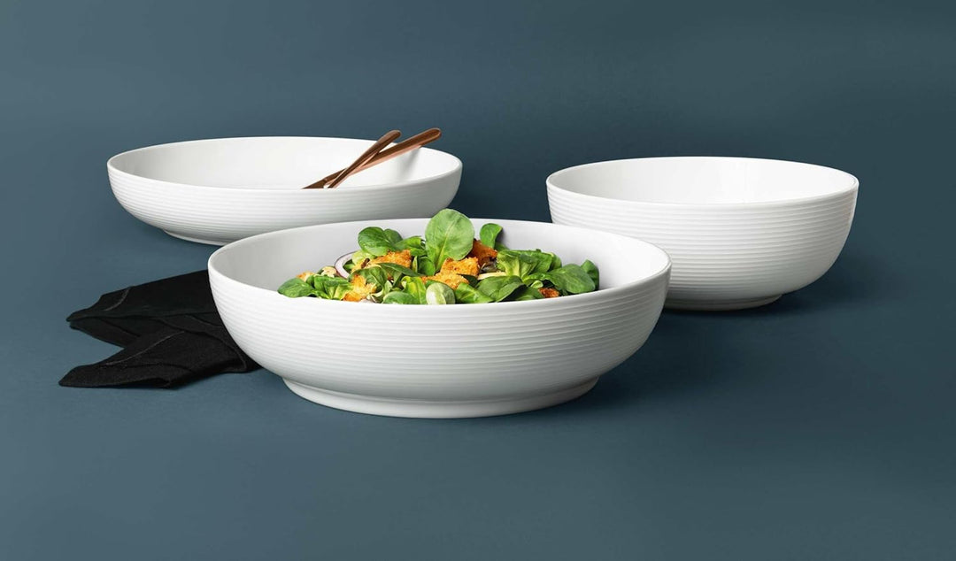 Seltmann Weiden Beat Foodbowl Set 3-teilig, Servierschalen-Set mit Rillenrelief, 20 | 25 | 28 cm, Po