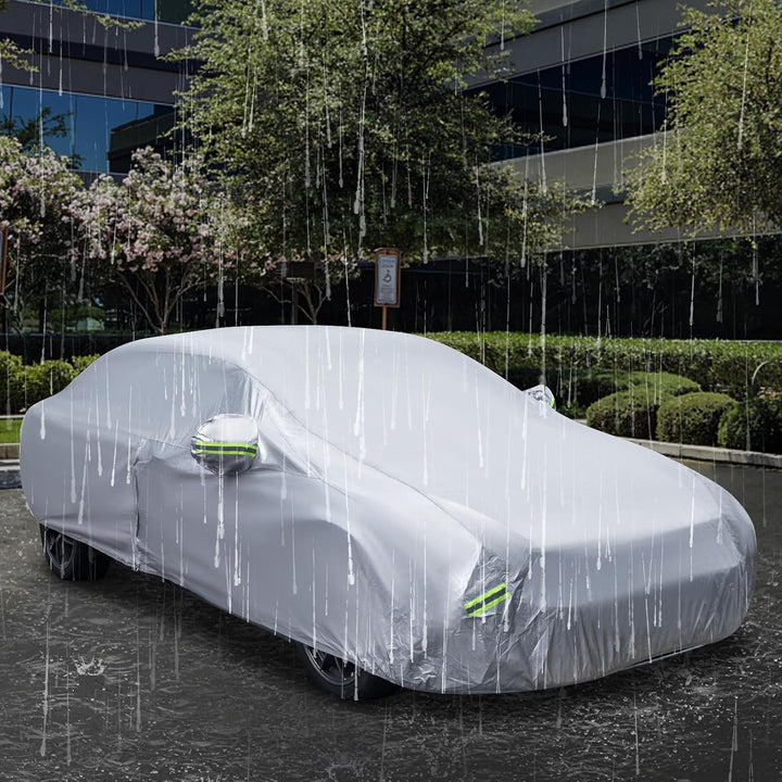 COSTWAY Abdeckplane Auto, Autoplane Wetterfest mit Reissverschluss &amp; Tasche | Autogarage Vollgarage