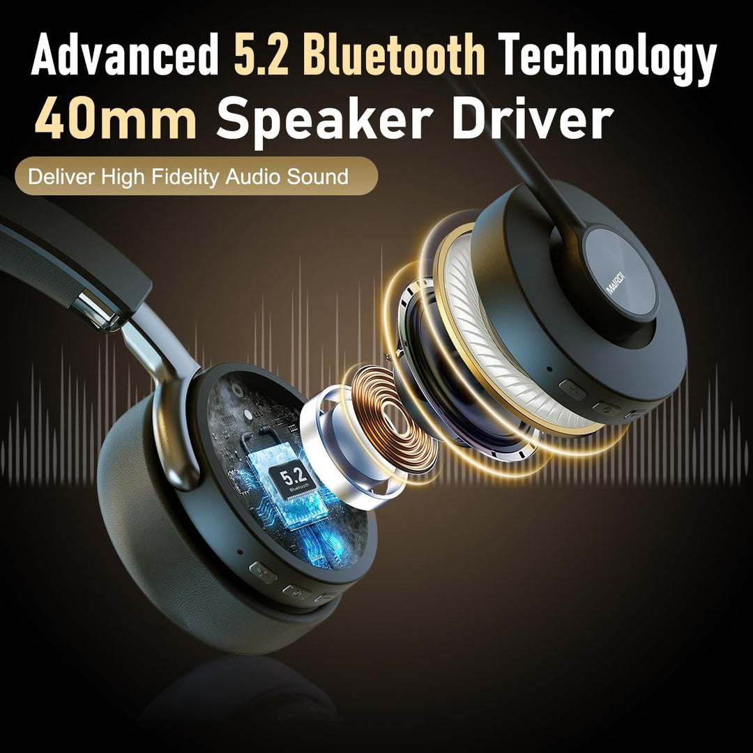 Headset mit Mikrophone Bluetooth, Hybrid Active Noise Cancelling Kabelloses Headset für PC Laptop, 3