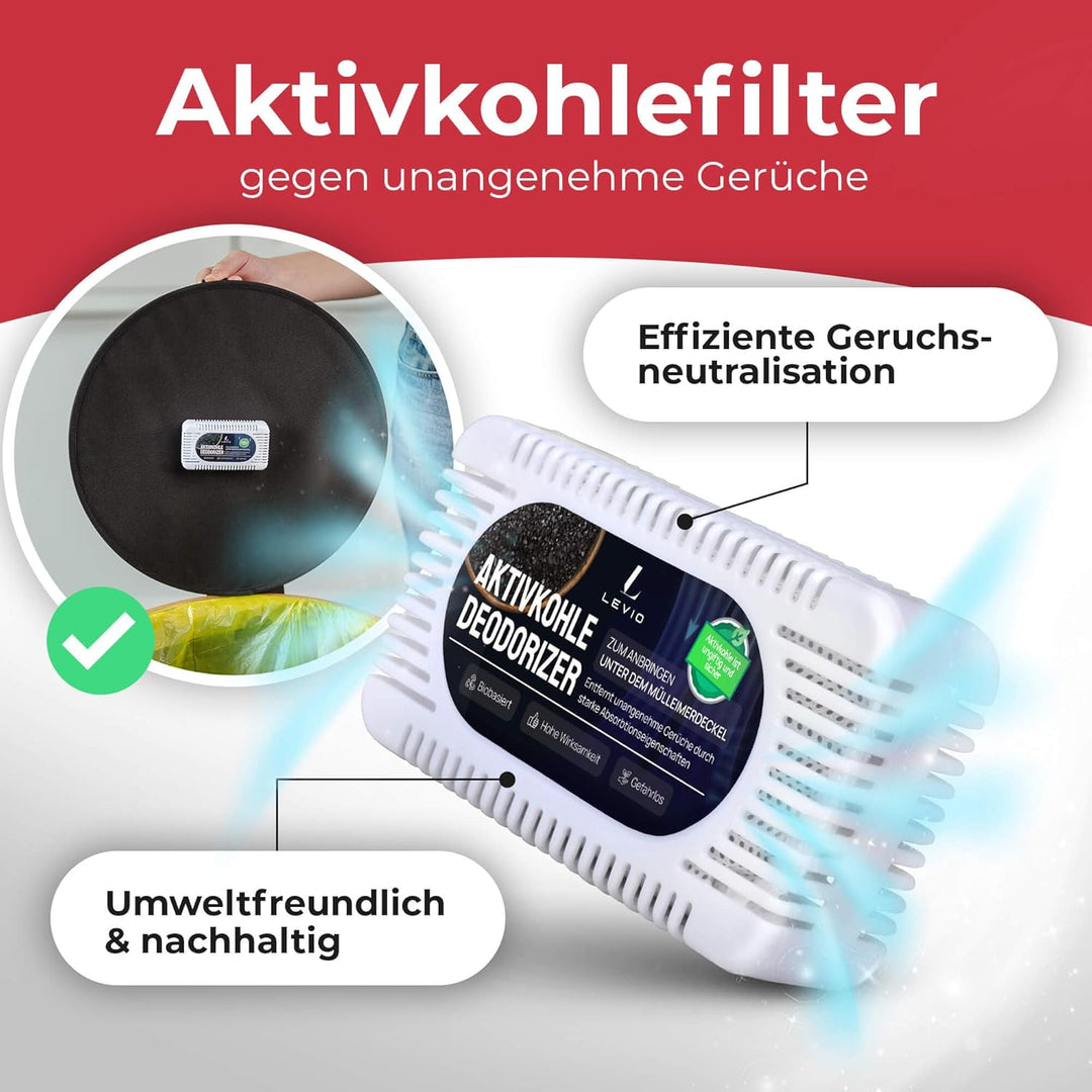 Levio® Gelber Sack Ständer mit Deckel – Müllsackhalter & Müllsackständer [80L mit Geruchsfilter] – M