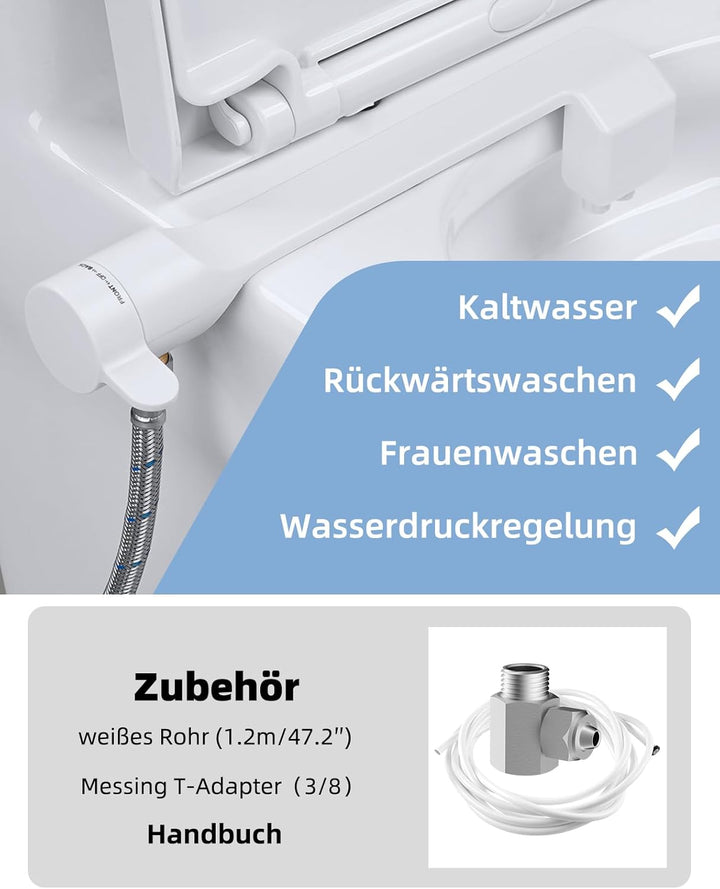 Hibbent Nicht Elektrisch Bidet Toilettenaufsatz mit Einziehbare selbstreinigende Doppeldüsen, und He