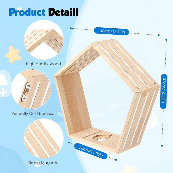 Hexagon Tonie Regal für Toniebox – Magnetisches Toniebox Regal Wabenform für 68 Figuren, 46x42cm Hol