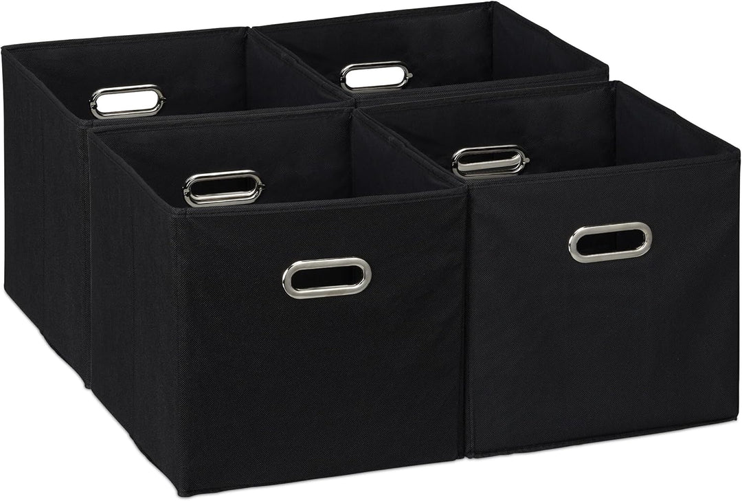 Relaxdays Aufbewahrungsbox 4er Set, Faltbare Regalboxen, HxBxT: 30x30x30 cm, mit Griffen, Faltboxen