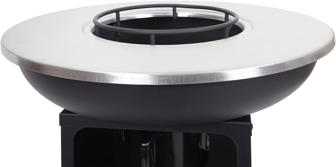 Mendler Feuerschale mit Grillplatte HWC-K97 Feuerstelle Grill Feuerkorb BBQ Outdoor Kochplatte, Stah