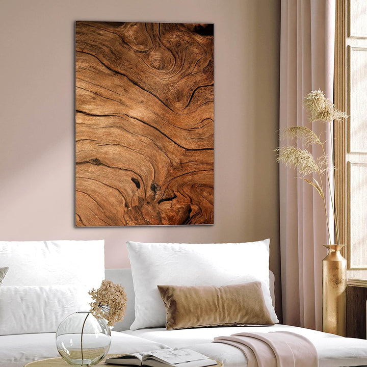 banjado® Glas Magnettafel mit 4 Magneten - Magnetwand 50x75cm mit Motiv Trockenes Holz - Memoboard/P