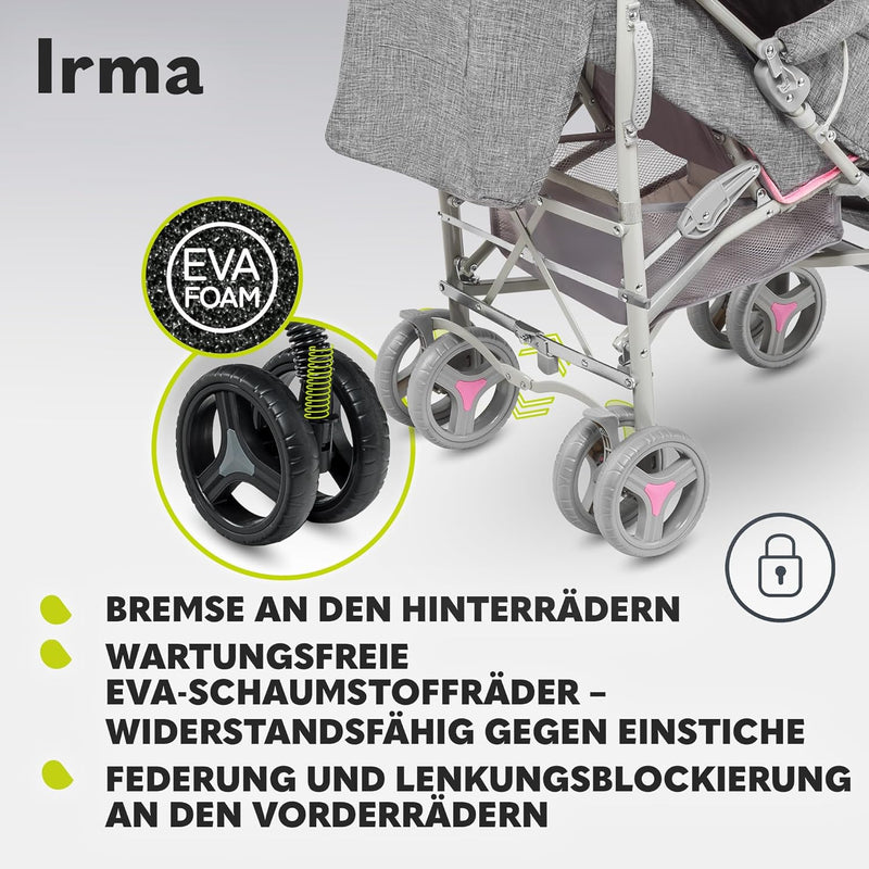 LIONELO Irma Kinderwagen bis 15 kg, Kinderwagen, leichter moderner Kinderwagen mit Liegefunktion, fa