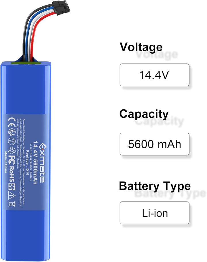 Exmate 14,4V 5600mAh Ersatzakku für Dreame D9 Pro D9 Max, L10 L10s D10 D10s Ultra/Pro/Plus/Z10 Pro,