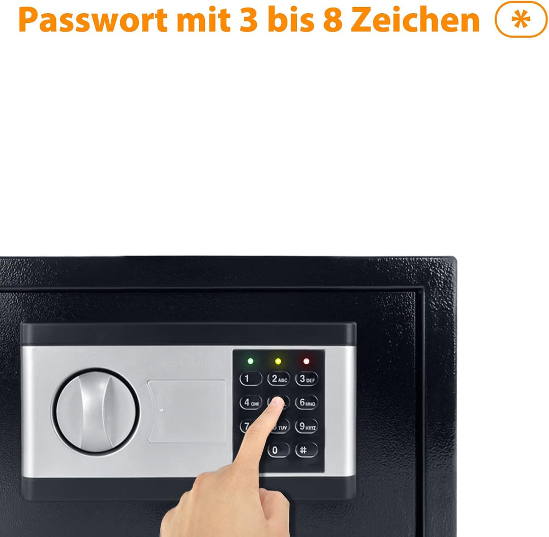 JOIEYOU Safe Tresor, 22L Möbeltresor Doppelbolzenverriegelung, Tresor feuerfest wasserdicht mit Zwei