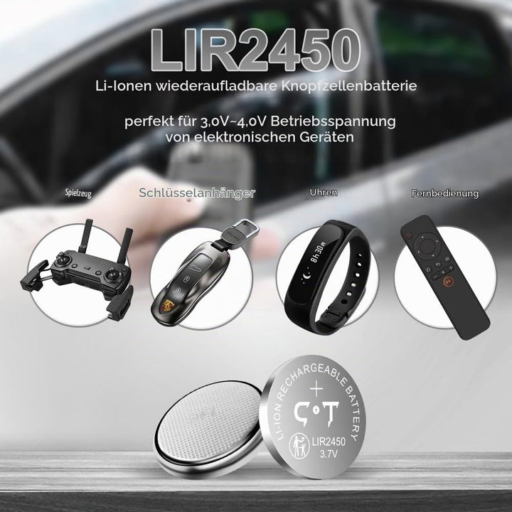 LIR2450 Lithium-Ionen-Batterien 4 Stück 3.7V wiederaufladbar mit Münzzelle-Ladegerät, das cr2450 3v