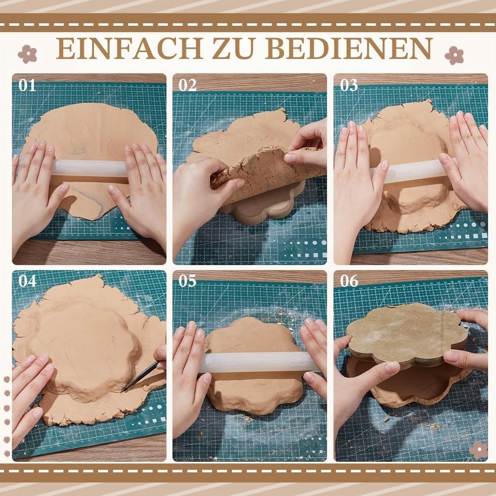 nbeads 5 Stück 5 Grössen Töpferei Keramikform, MDF Keramikform für Ton Blume Form Keramikformen Slum