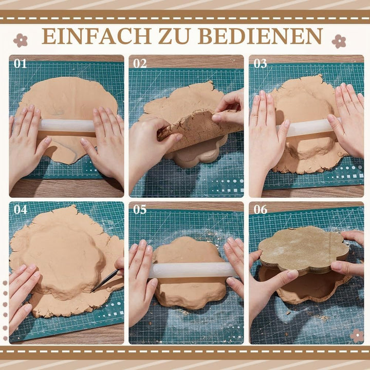 nbeads 5 Stück 5 Grössen Töpferei Keramikform, MDF Keramikform für Ton Blume Form Keramikformen Slum