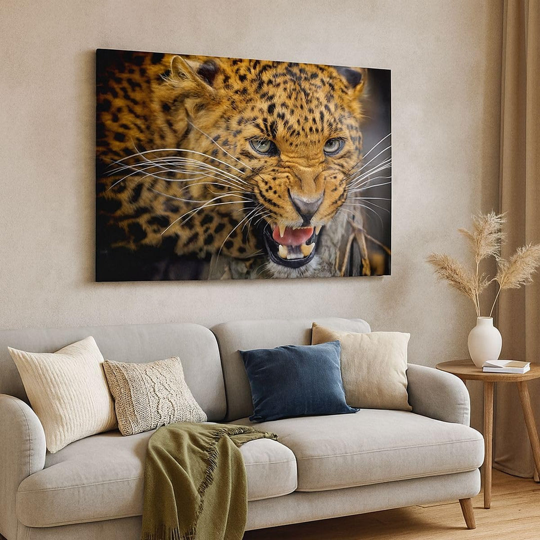 Bilder auf Leinwand Leopard tier savanne afrika Leinwandbild 70x50cm Wandbilder Dekoration Wohnzimme