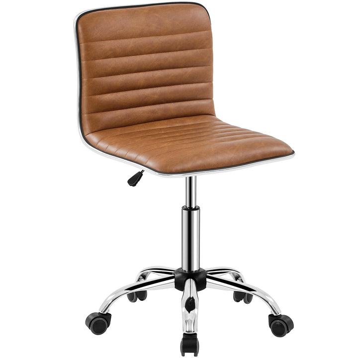 Yaheetech Bürostuhl, ergonomischer Schreibtischstuhl, Drehstuhl ohne Armlehne, Chefsessel mit Laufro