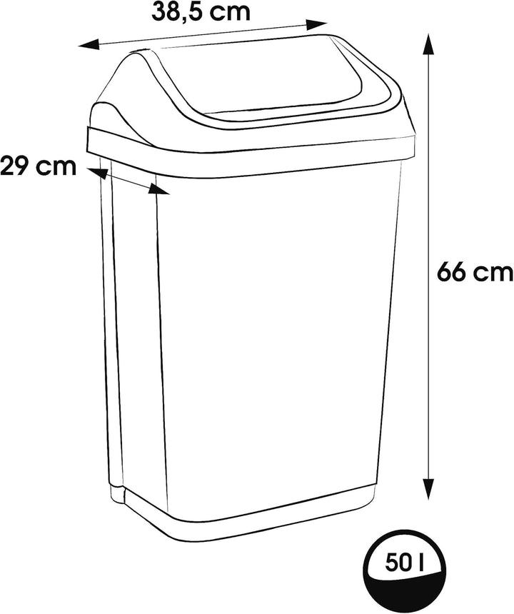 keeeper Mülleimer mit Schwingdeckel, 50 l, Swantje, Graphit-Grau 50 L Graphit, 50 L Graphit