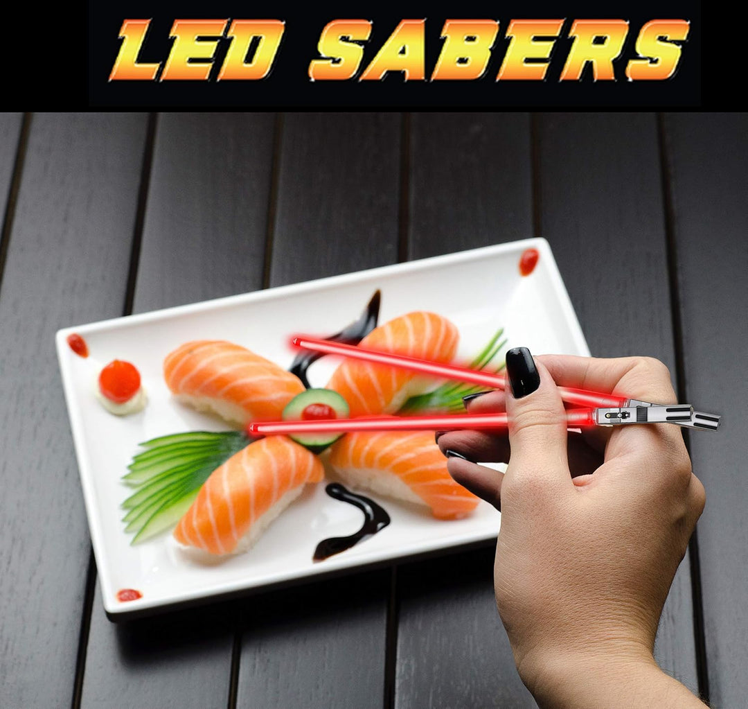 LIGHTTSABER CHOPSTICKS LIGHT UP STAR WARS LED Glowing Light Saber Chop Sticks reusable Sushi Lightup