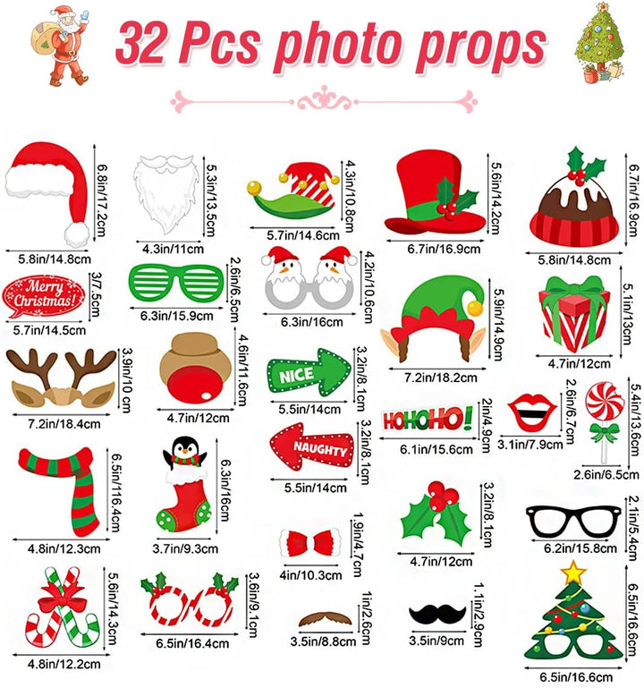 KKSJK Weihnachten Aufblasbarer Bilderrahmen mit 32 PCS Foto Requisiten, Weihnachtsdeko Photo Booth,