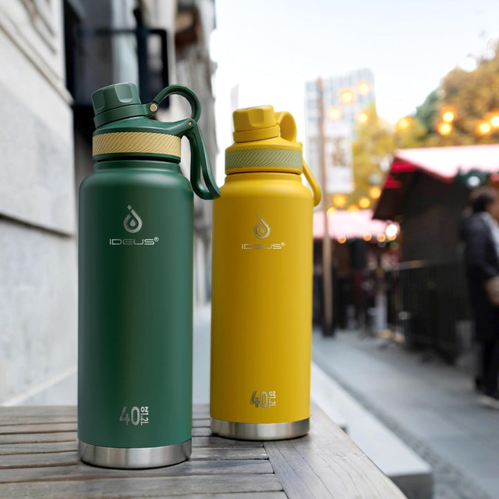 IDEUS Vakuumisolierte Wasserflasche, 40oz (1140 ml) Edelstahl Doppelwand Flasche Metall Sport Kantin