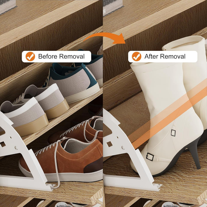 GarveeHome Schuhschrank Mit 2 Geriffelten Klapptüren, Flurschrank Mit Metallgriffen, Schuhablage Mit