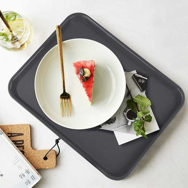 Xowine 4 Stück Serviertablet Schwarz Kerzentablett, Frühstückstabletts aus Kunststoff, Cafeteria-tab