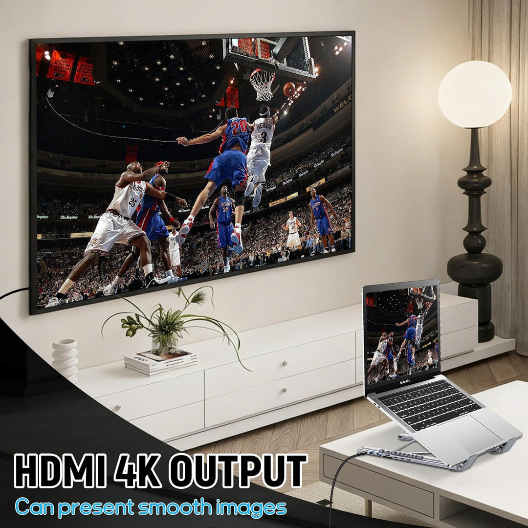 CISSIYOG Laptop Ständer,Höhenverstellbar und Faltbar,Laptop Ständer mit USB C 7in1 Dockingstation, H
