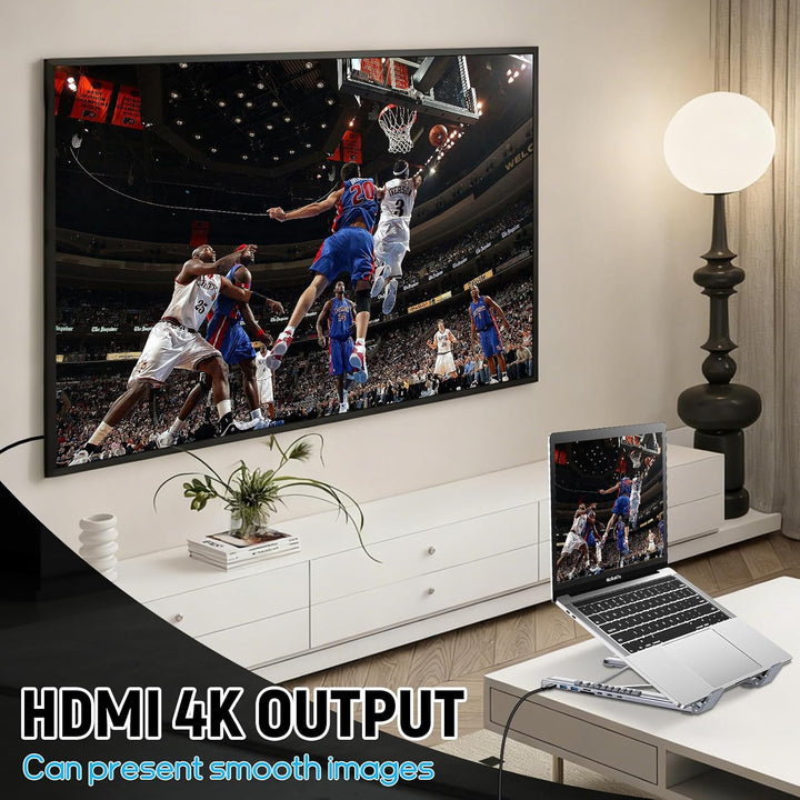 CISSIYOG Laptop Ständer,Höhenverstellbar und Faltbar,Laptop Ständer mit USB C 7in1 Dockingstation, H