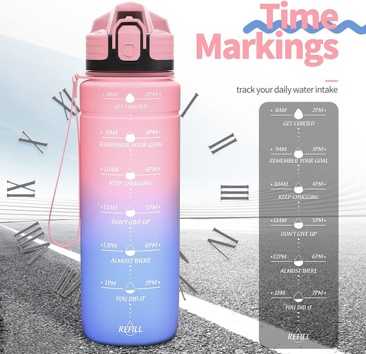 Sport Trinkflasche 2l, 1,5l, 1l, 700ml, 500ml Trinkflasche Kinder Auslaufsicher, Motivierende Wasser