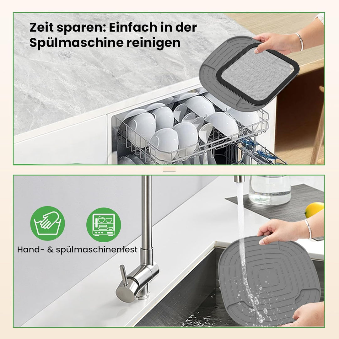 Airfryer Zubehör für Ninja CRISPi FN101EU: GEEKHOM 1x Edelstahl Feinmaschiger Spritzschutz + 1x Sili