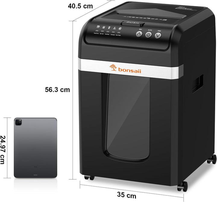 Bonsaii Aktenvernichter mit automatischem 200-Blatt-Einzug, 60 Min Dauerbetrieb, DIN P-4 Mikroschnit