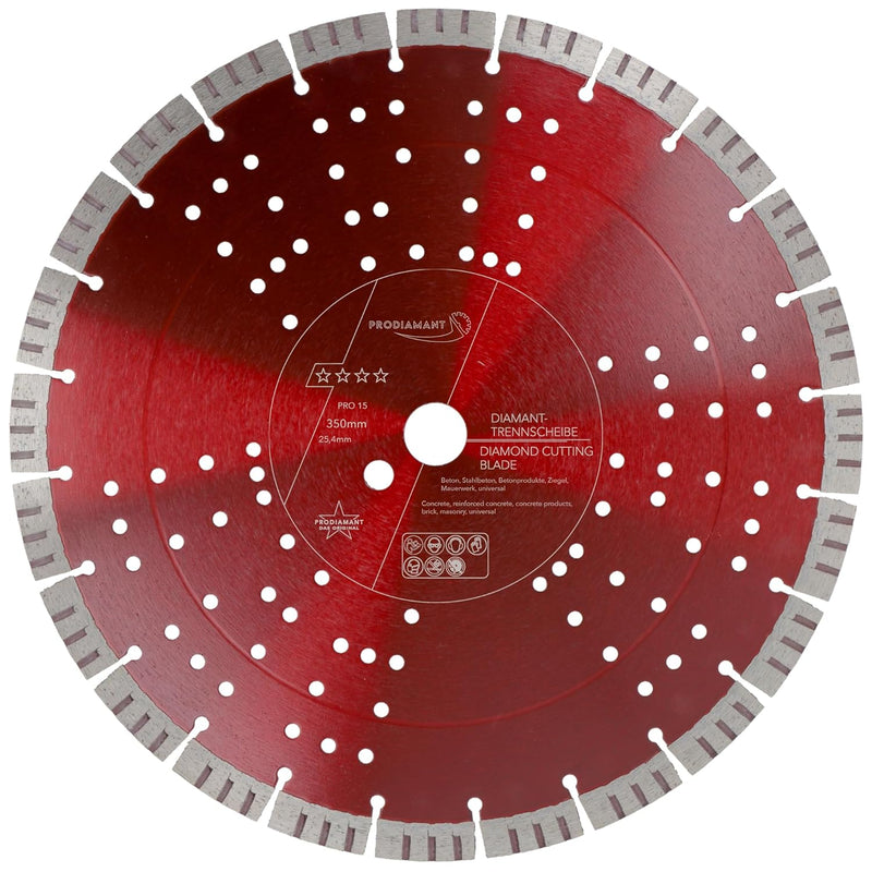 PRODIAMANT Turbo Diamant-Trennscheibe Beton 350mm x 25,4 mm Segmenthöhe 15mm 350/25,4mm, 350/25,4mm