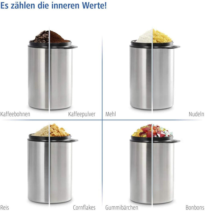 Xavax Kaffeedose luftdicht für 1 kg Kaffeebohnen (Behälter für Kaffee, Tee, Kakao, Nudeln, Edelstahl