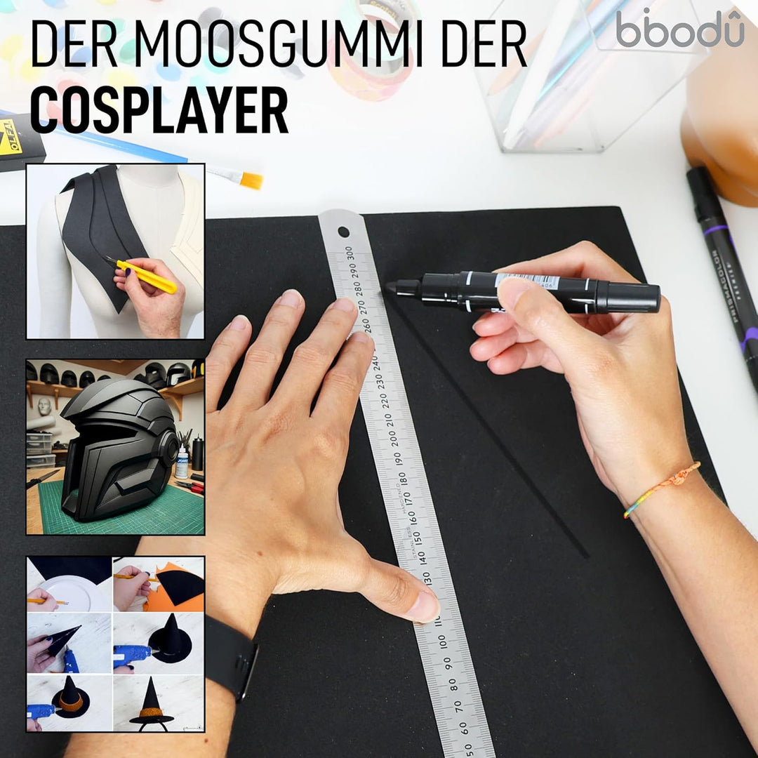 Roll Eva Foam 5mm Schwarz Farbe | Moosgummi 5mm Dicke | Grösse 150cm x 32cm, Dichte 80 kg/m3 | Eva F