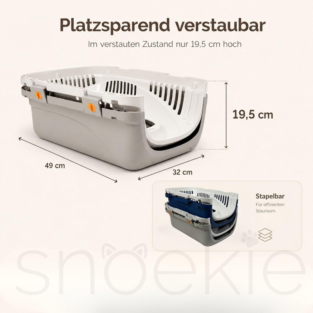 SNOEKIE Katzen Transportbox mit 2 Öffnungen, 49,5 x 32 x 32,6 cm, Haustierbox für Katzen &amp; kleine Hu