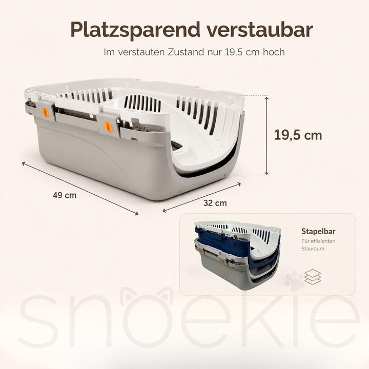 SNOEKIE Katzen Transportbox mit 2 Öffnungen, 49,5 x 32 x 32,6 cm, Haustierbox für Katzen &amp; kleine Hu