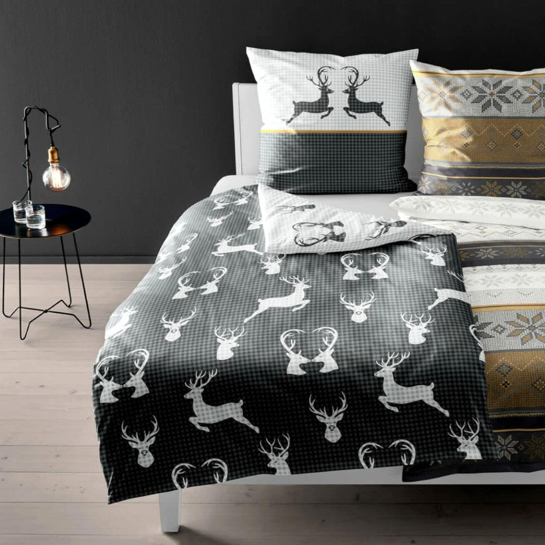 Bierbaum Bettwäsche Feinbiber Graphit Grösse 135x200 cm (80x80 cm) 135x200 + 80x80 cm Grau, 135x200