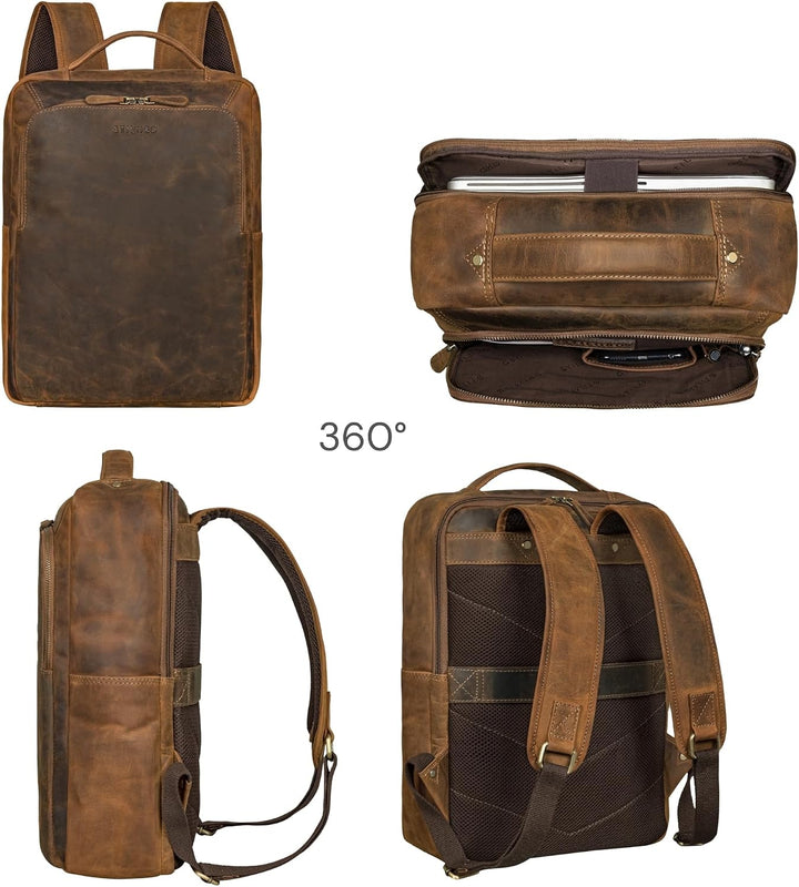 STILORD 'Martin' Einzigartiger Laptop Rucksack Leder 13+ 14 Zoll Gross Lederrucksack Damen Business