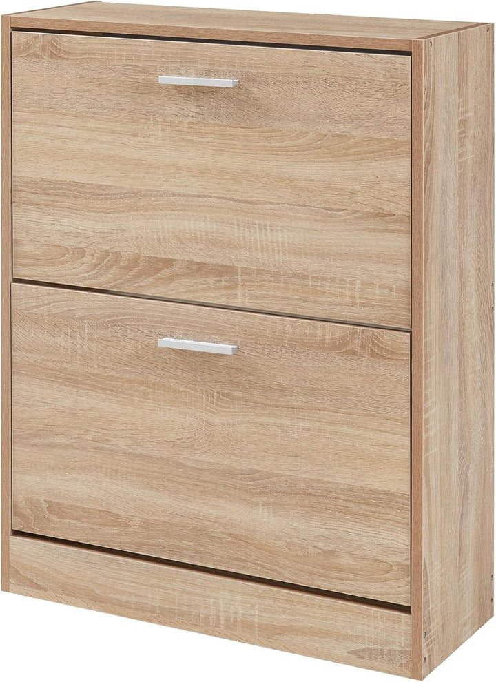 [en.casa] Schuhschrank Sykkylven Schuhkipper mit 2 Klappen Schuhkommode für 12 Paar Schuhe 81 x 63 x