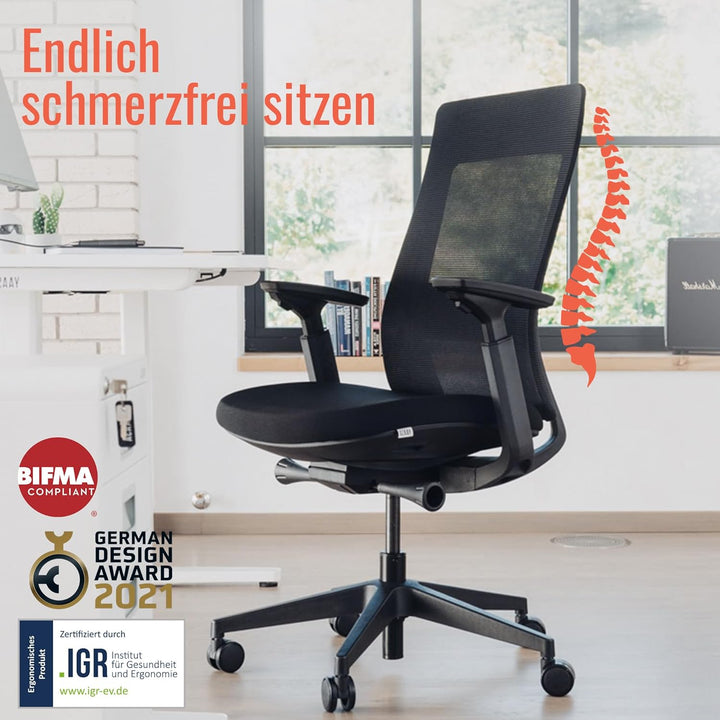Yaasa Chair Essential Bürostuhl Ergonomisch, Schreibtischstuhl für gesunde Körperhaltung, Lordosenst