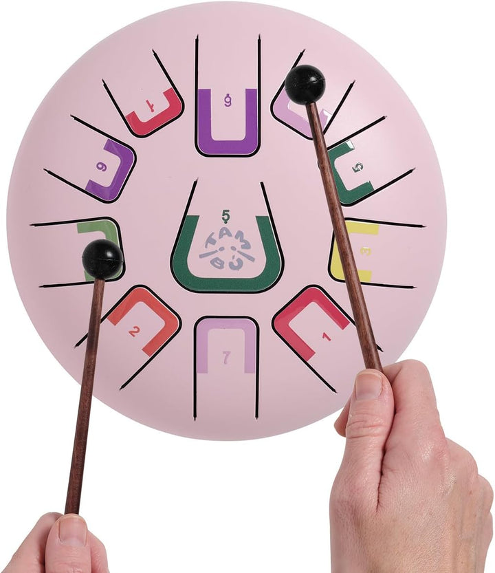TAMBÚ Trommel, Stahlzunge Trommel, 8 Zoll, 11 Noten, Handpan, Metall-Perkussionsinstrument (Rosa), R